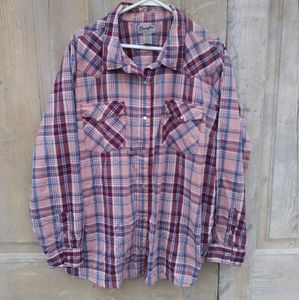 Pink Plaid Western Wrangler Shirt